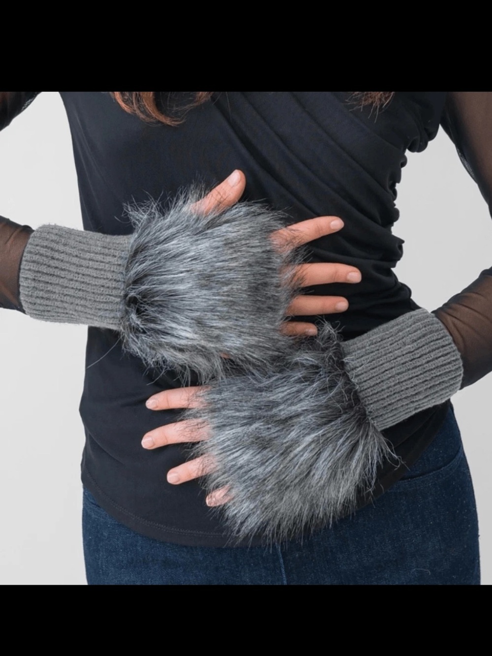 MSRP $95 Adrienne Landau Faux Fur Fingerless Gloves